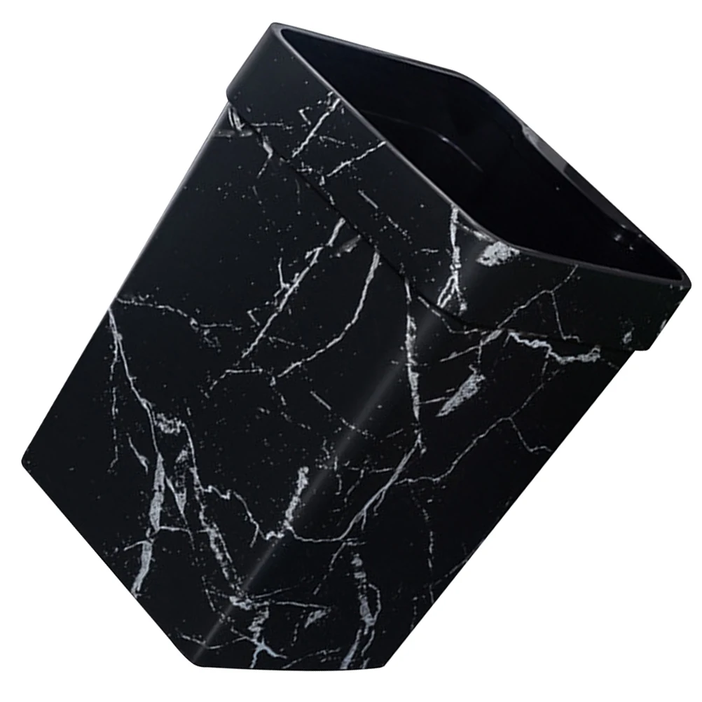 

Trash Bin Marbled Can Garbage Bathroom Wastebasket Kitchen Square Bins for Household Office