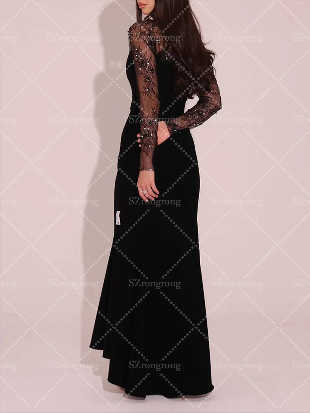 Op maat gemaakte zwarte jassen kant bruids formele avondjurk schede sexy maxi backless klassieke prom feestjurk vestidos de