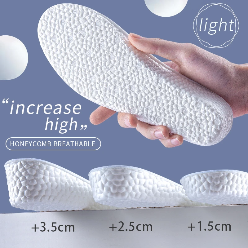 

Height Increase Insoles for Men/Women 1.5-3.5cm Up EVA Shoes Sole Pads Breathable Comfortable Cushion Green/Yellow/White Color