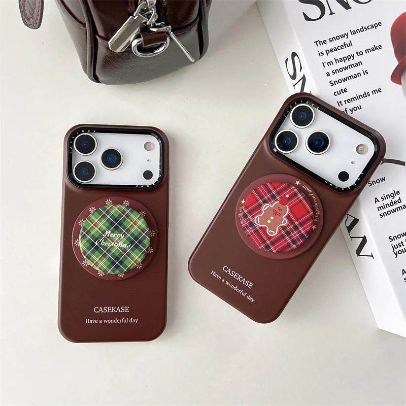 حافظة هاتف مغناطيسية بنية بسيطة لهاتف آيفون 17 برو 15 14 16 برو ماكس مع حامل حافظات صلبة لطيفة لهاتف أبل 17 برو ماكس فوندا