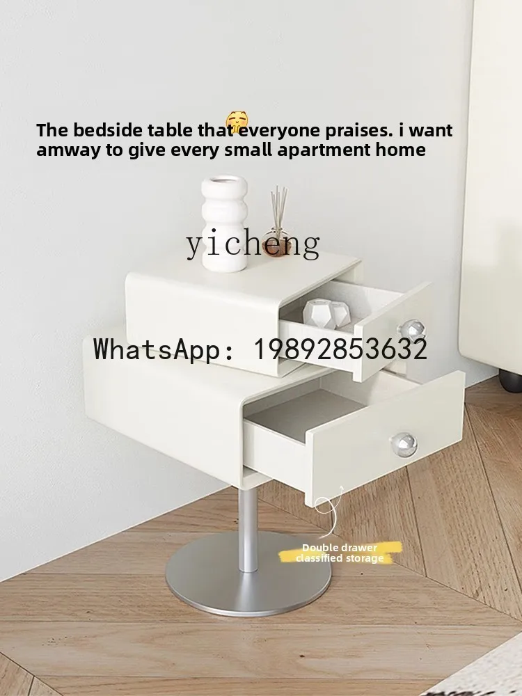 light luxury bedside table cream wind bedroom bedside table ultra-narrow rotatable creative suspended storage