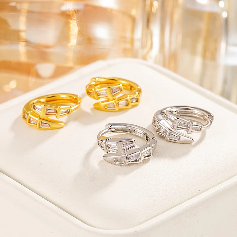 925 Sterling Silver Fashion Minimalist Geometric Snake Earrings Birthday Party Anniversary Gift