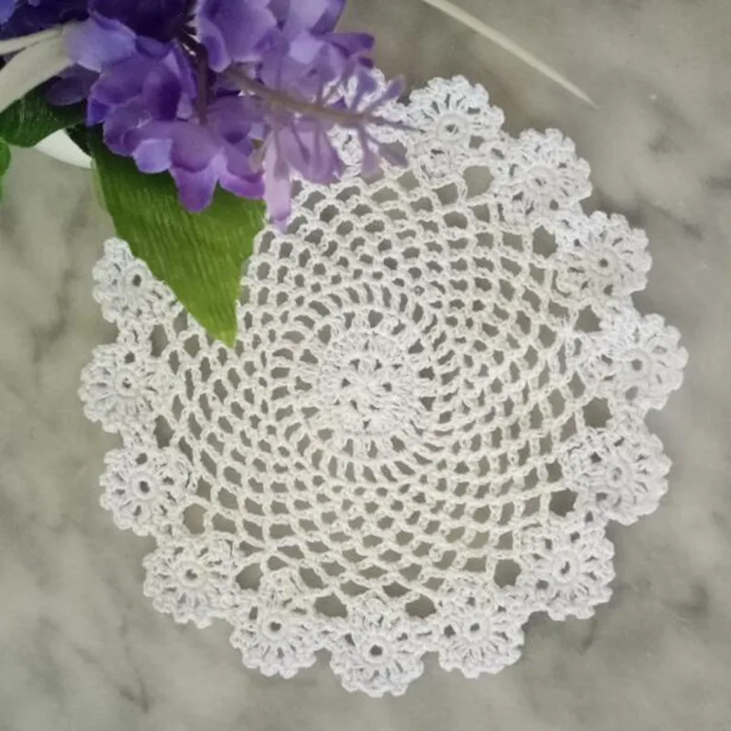 HOT Lace Round Cotton Dining Table Place Mat Pad Cloth Crochet Placemat Cup Mug Wedding Tea Coaster Handmade Drink Doily Kitchen