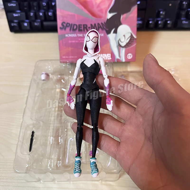 15cm shf Meilen morales gwen stacy Action figur PVC bewegliche Sammlung über die Spinnen vers Superhelden Modell Spielzeug Kinder geschenke