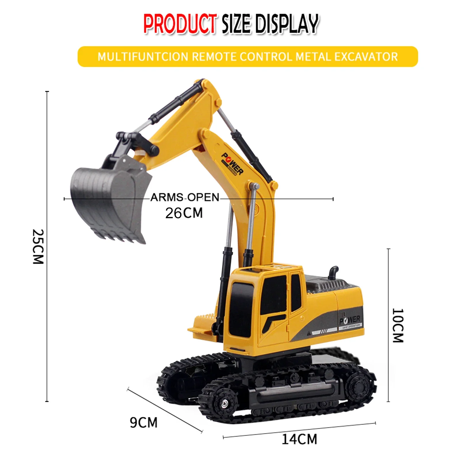 2.4GHz 11-Channel Alloy RC Excavator with High-Fidelity Engineering Vehicle for Kids - 1:14 Scale