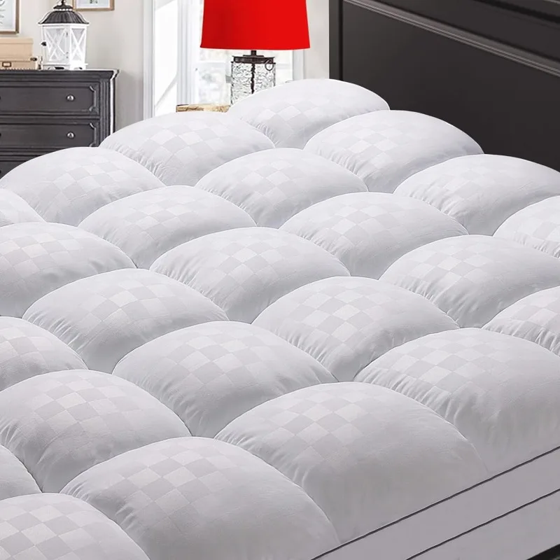 Surmatelas King avec poche profonde de 8 à 21 pouces, housse de coussin de matelas optique supplémentaire pour Back oto, surrempli de rembourrage dermatologique