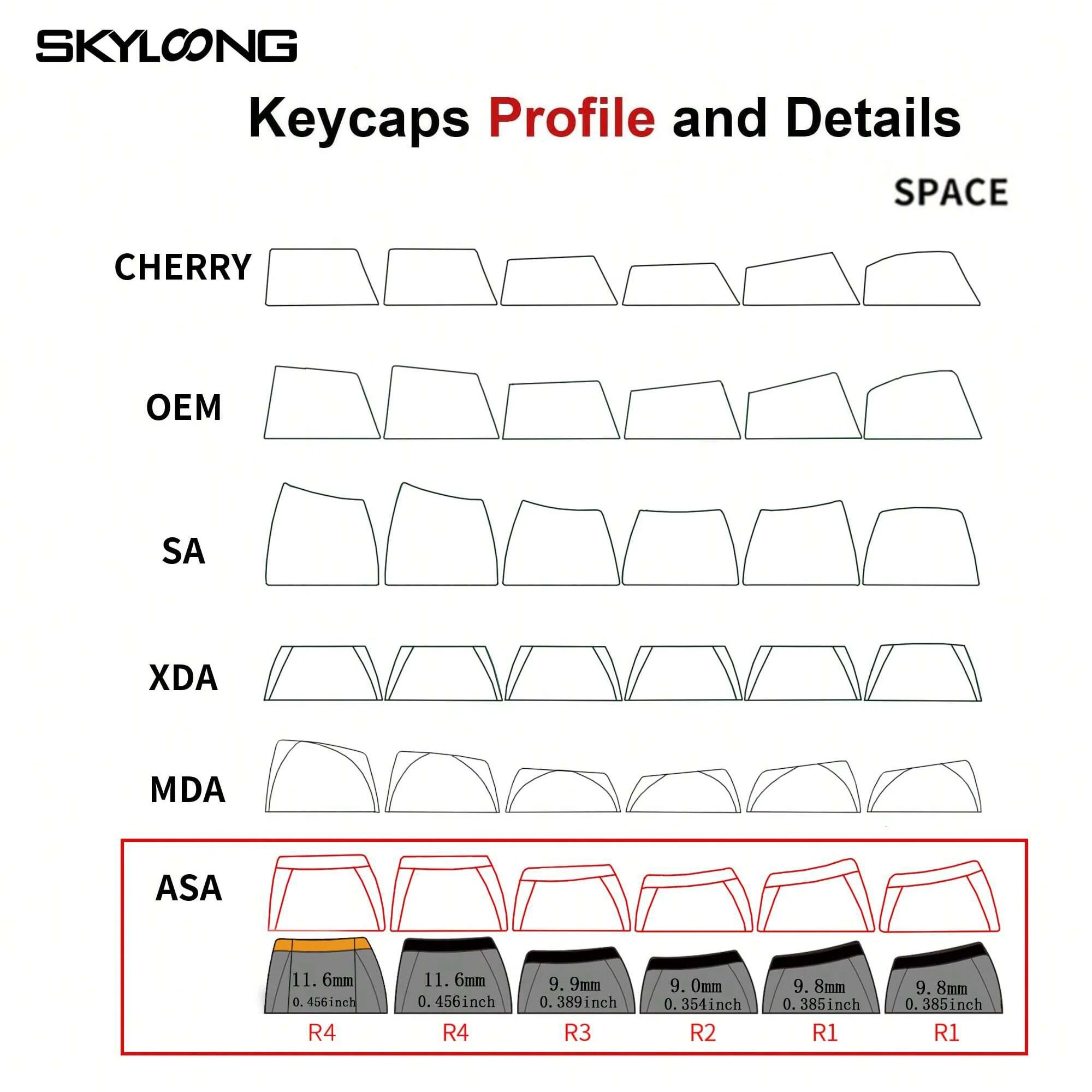 SKYLOONG Keycaps Set JIUWEI/Rainbow Pudding ASA Profile Thermal Sublimation keycaps for Mx Switch Keyboard Accessories ANSI