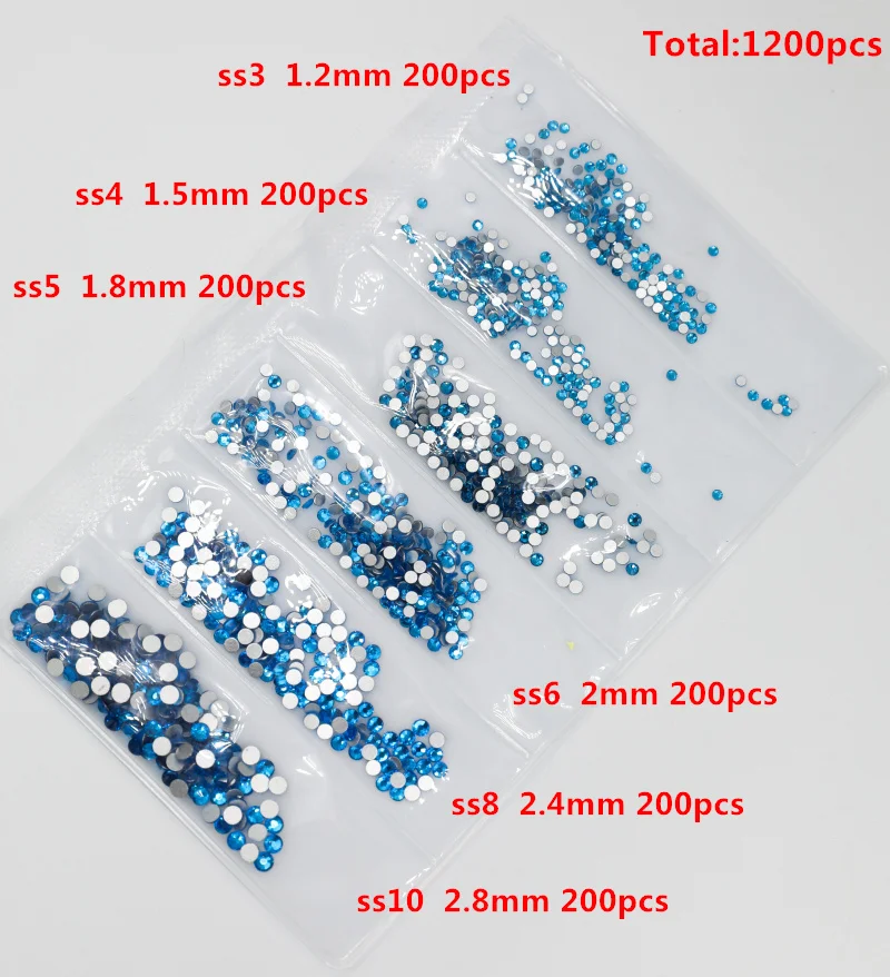 Pink/Green/Blue/White Opal SS3-SS10 Mix Sizes Glass Nail Rhinestone Glitter Strass Nail Art Rhinestone Decorations