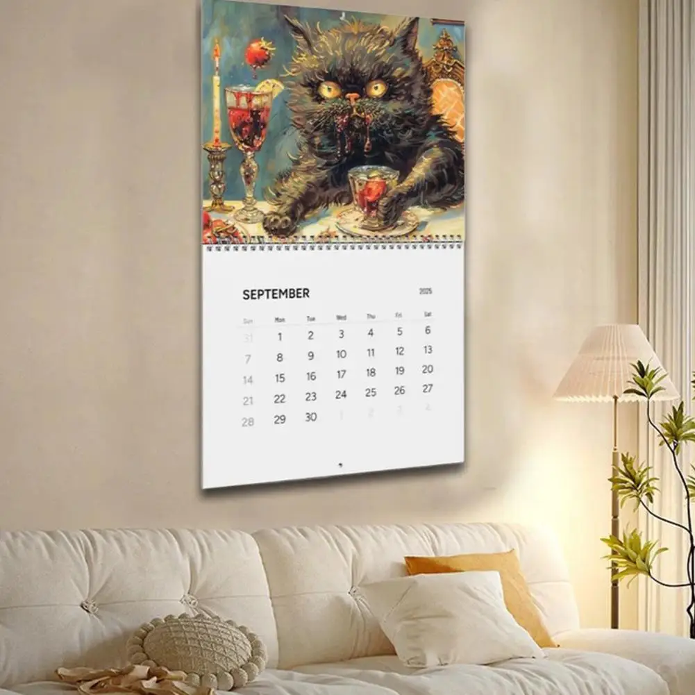 2-pack Calendar Set 2025 Calendar with Drunk Cat Design 2025 Drunk Cats Calendar Whimsical Cat Illustrations for Cat for Friends