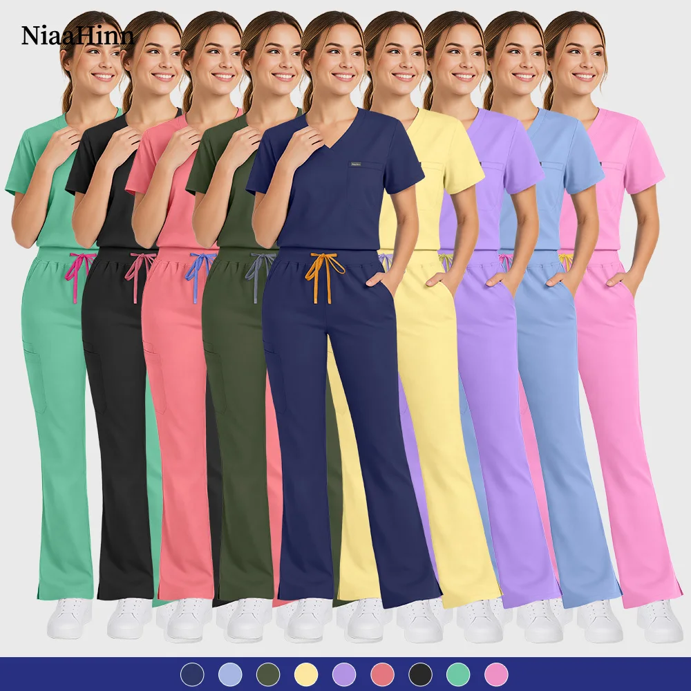 Tenues médicales Niaahinn, vêtements chirurgicaux, uniformes pour cliniques vétérinaires, vêtements de travail pour infirmières, costumes multicolores pour médecins d'hôpital, femmes