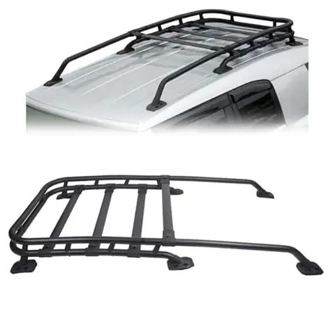 Imperiaal Compatibel met 20072014 Toyota FJ Cruiser Cross Bar Rail Top Cargo Bagagedrager Mand 165Lbs BlackCoated Aluminu