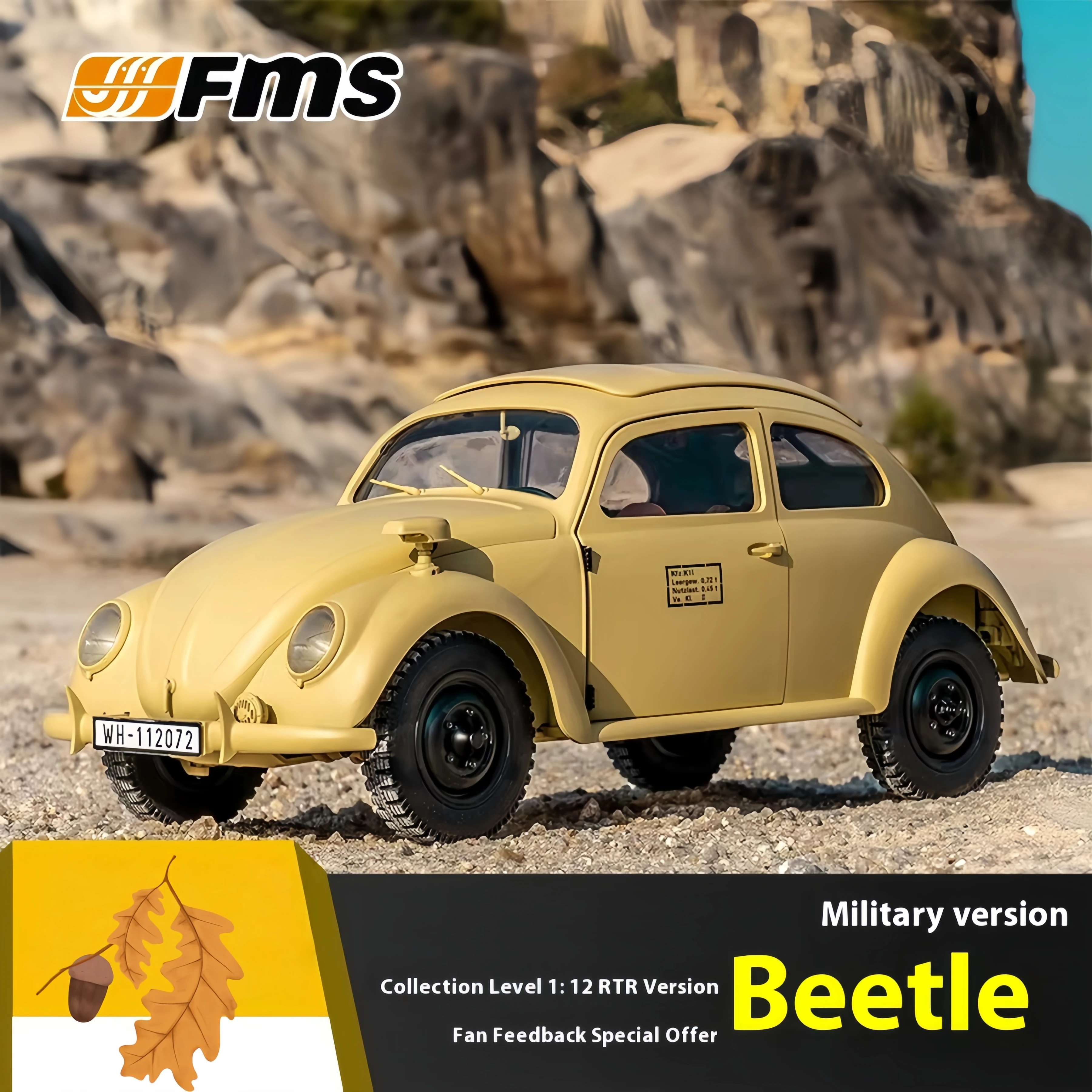

FMS 1:12 RC Beetle 4WD Rock Crawler RTR 2-Speed Hi/Lo 2.4 GHz Hard-Shell Electric Off-Road Buggy Car Model Gift