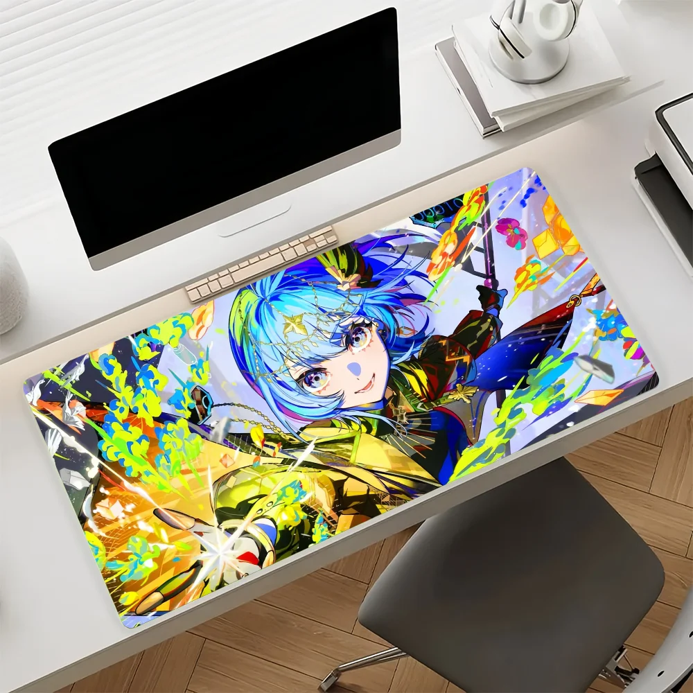 Virtual Singer Hoshimachi Suisei Mouse Pad Large Non-Slip Waterproof Mat Stitched Edge Keyboard Pad for Gaming Daily Office