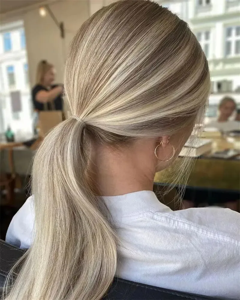 

Синтетический парик с прямой шиньонной линией роста волос, цвет пепельный блонд, 13x4 HD, без клея, с предварительно выщипанной линией роста волос, золотистый, для женщин