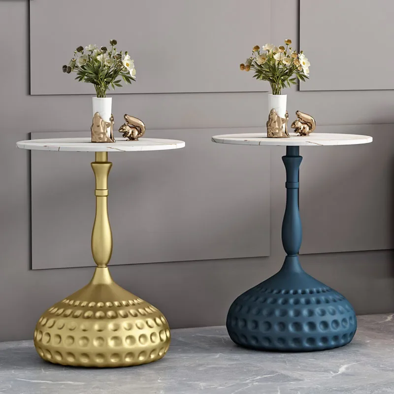 Picture 4: Wholesale living room furniture sofa side metal tray table blue gold color marble top side table