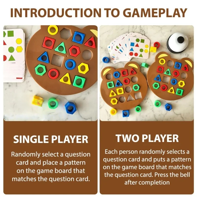 Children Matching Puzzle Toys Colors Geometric Shape Jigsaw Board Games Early Educational Interaction Toys For Kids Gifts