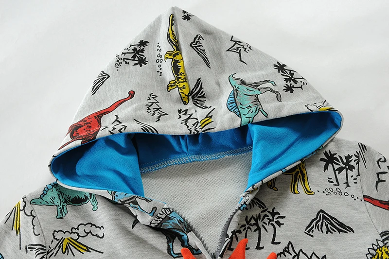 Little Hand Boys Zip‑Up Hooded Jacket 3D Dinosaur Print Long‑Sleeve Casual Outerwear Sweatshirt Coat for Toddler 2‑7 Years Old