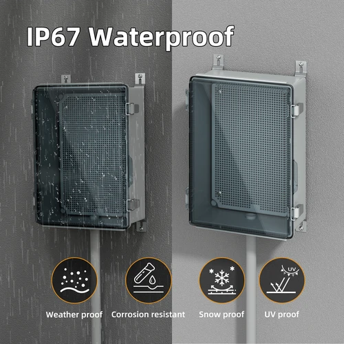 Imagen 2 del producto Caja de gabinete eléctrico transparente, caja de conexiones de plástico para exteriores, impermeable, exterior, caja eléctrica Nema 4, resistente a la intemperie para bomba Wifi