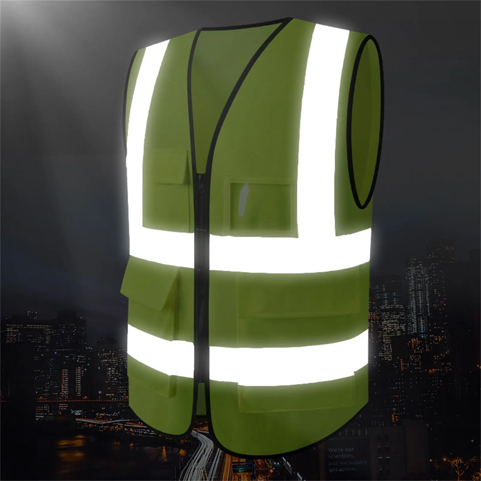 Mesh Safety Vest For Men Reflective Vest Motorcycle Multi Pockets Construction Vest Orange Black Safety Vest