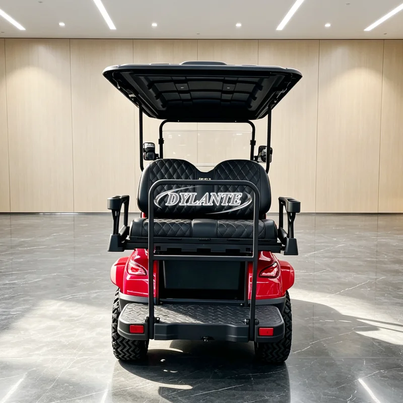 New Arrival Red 2+2 Seats All Terrain Electric Vehicle with Diamond PU Seat 4 Seater Electric Golf Cart