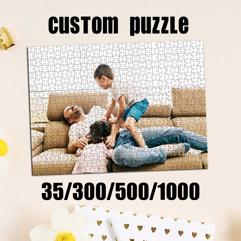 35/300/500/1000 Stück Personalisiertes Familien-Puzzle mit Eigenem Foto für Erwachsene und Kinder, DIY-Spielzeug, Heimdekoration