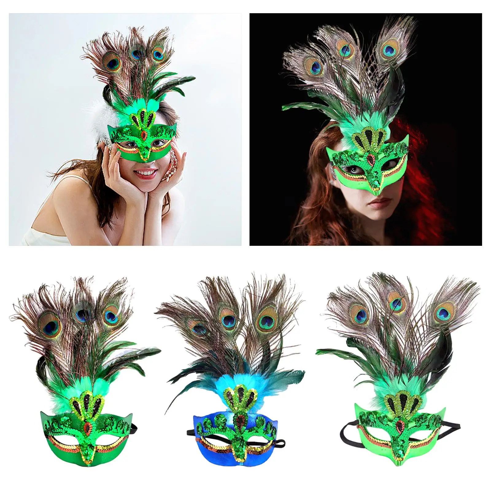 

Маска из павлиньего пера с резинкой, аксессуары для косплея, полумаска для выпускного бала, музыкальная сцена, танцевальная ночь для женщин и мужчин