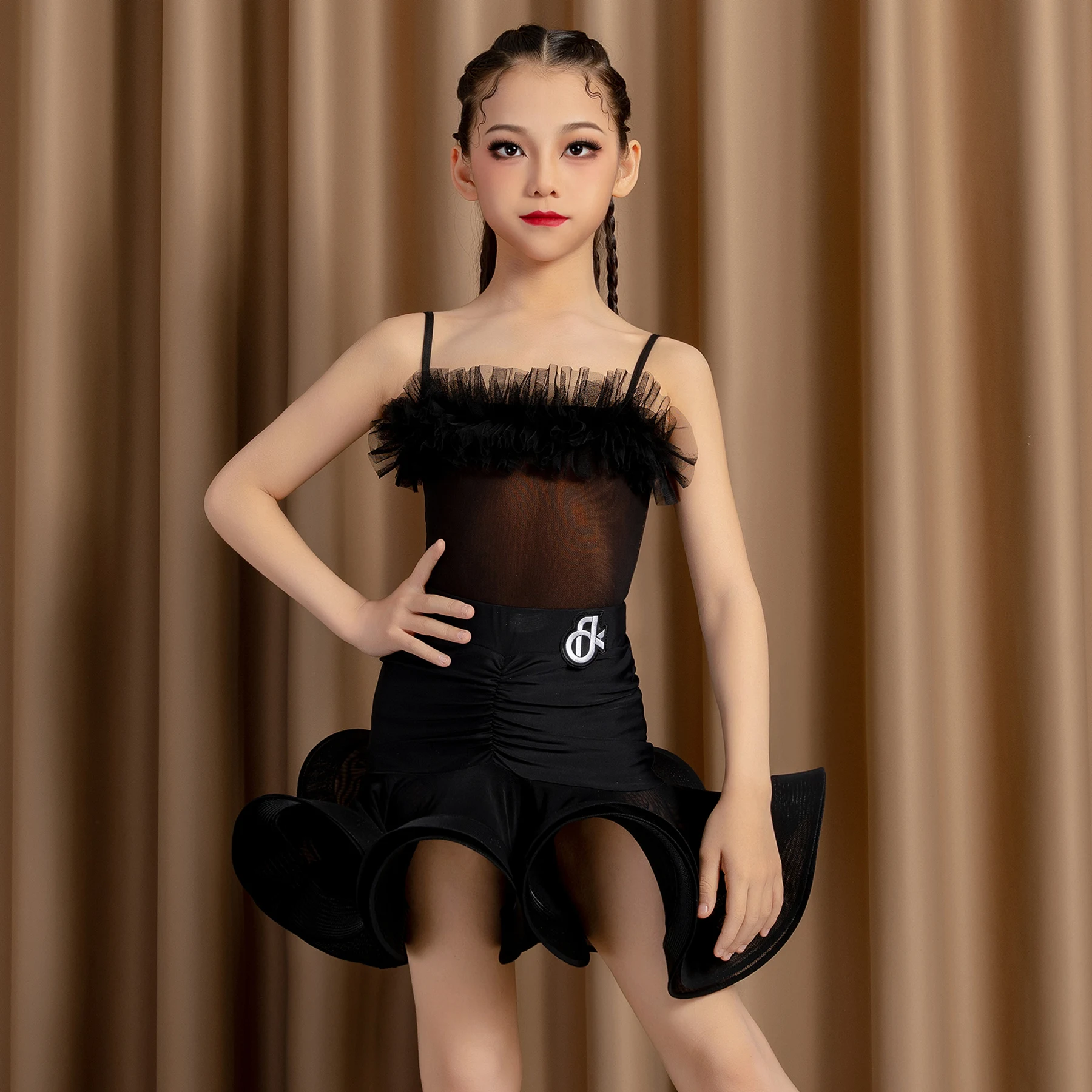 

customized women's adult children's girls' Latin dance costumes professional practice uniforms performance sets fringe dress