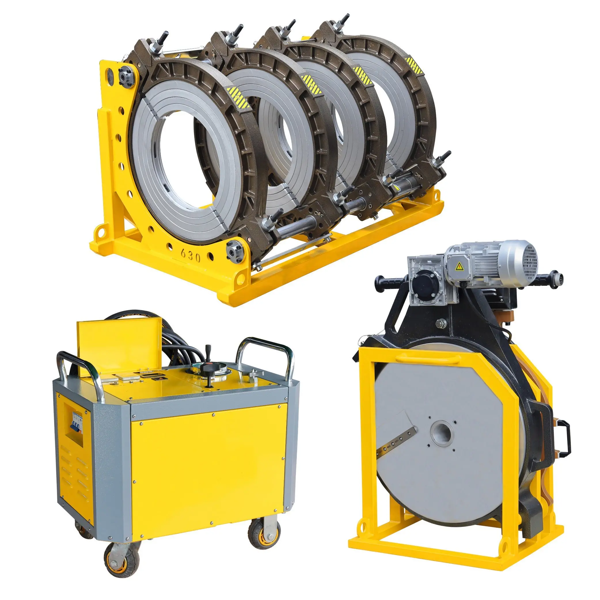 High Flexible Yellow Painting DN63-800mm Customized Pipe Saddle Friction Butt Fusion Welding Machine