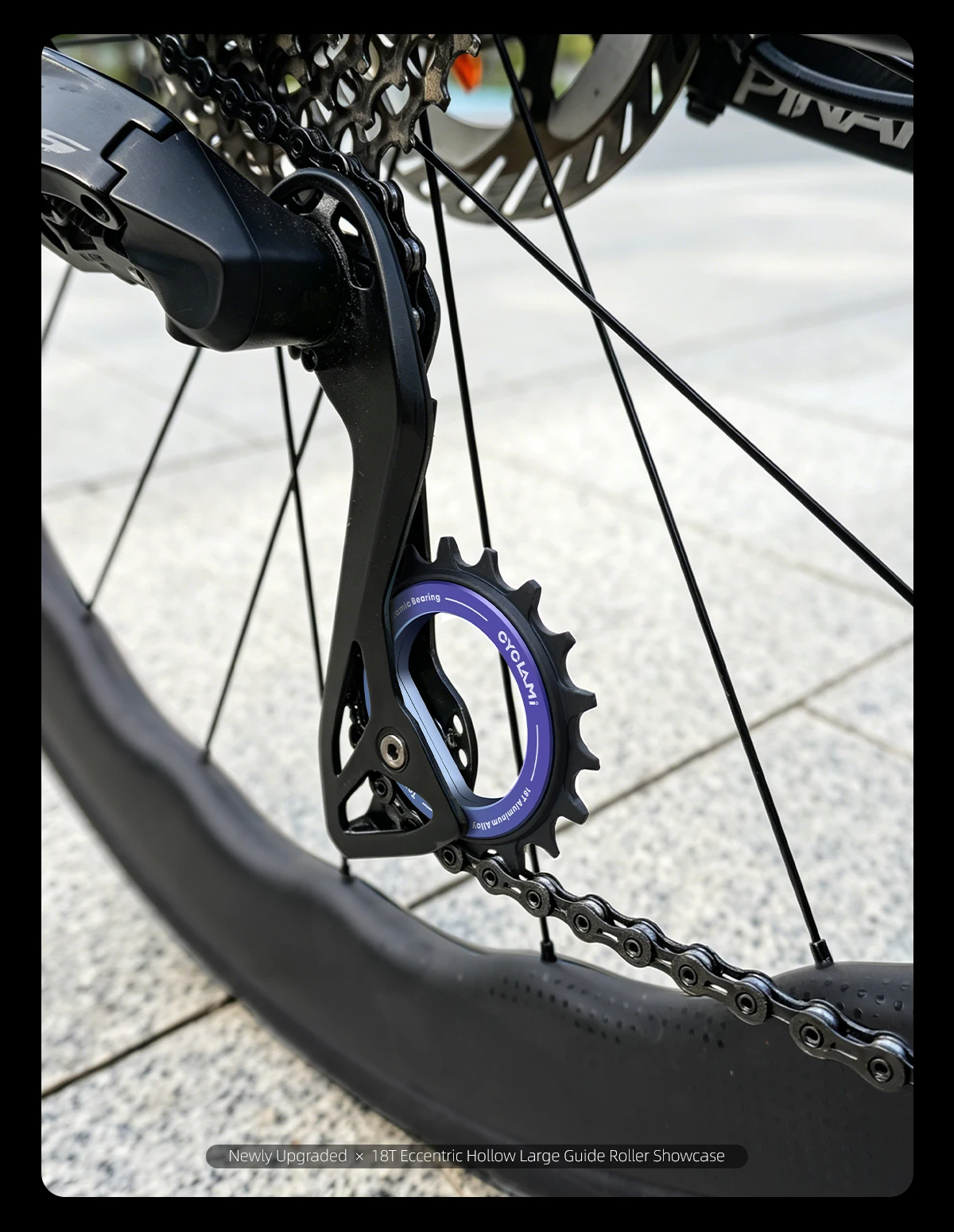 CYCLAMI 18T Keramiklager Fahrrad-Umlenkrolle für MTB Rennrad Hohl 10 11 12 Gang Fahrrad-Führungsteile – Detail 12
