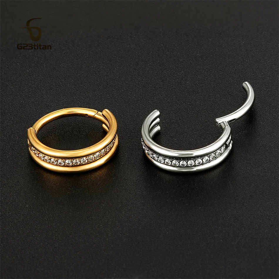 فاخر الزركون 1.2 مللي متر 16 جرام G23 التيتانيوم متمحور الجزء الدائري 8 مللي متر 10 مللي متر الأذن هوب الغضروف الزنمة اللولب القرط الحاجز ثقب المجوهرات #6