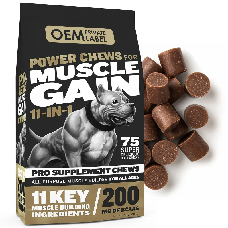 Canine Muscle Mass Supplement Soft Chews Extra Protein Nutrition Help Gain Weight Build Muscles for Working & Active Dogs