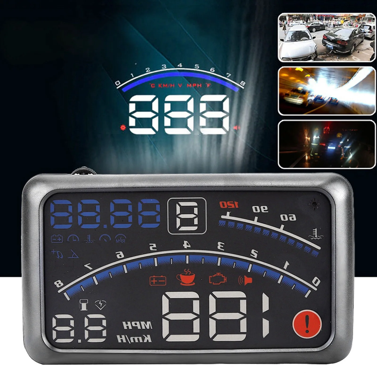 

5.5 inch HD Screen HUD Car Head Up Display Windshield Projector Speedometer Gauge For Cars with OBD2 and EUOBD Port
