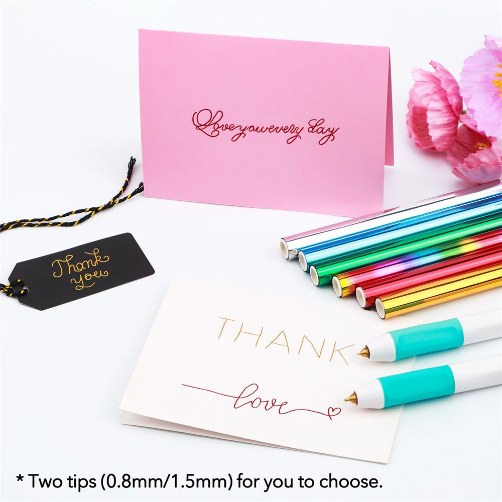 

USB-ручка из горячей фольги, наконечник 1,5 мм/0,8 мм, разноцветные ручки из фольги, термостойкая ручка, тепловая активная ручка для DIY каллиграфических карточек с фольгой, 2025