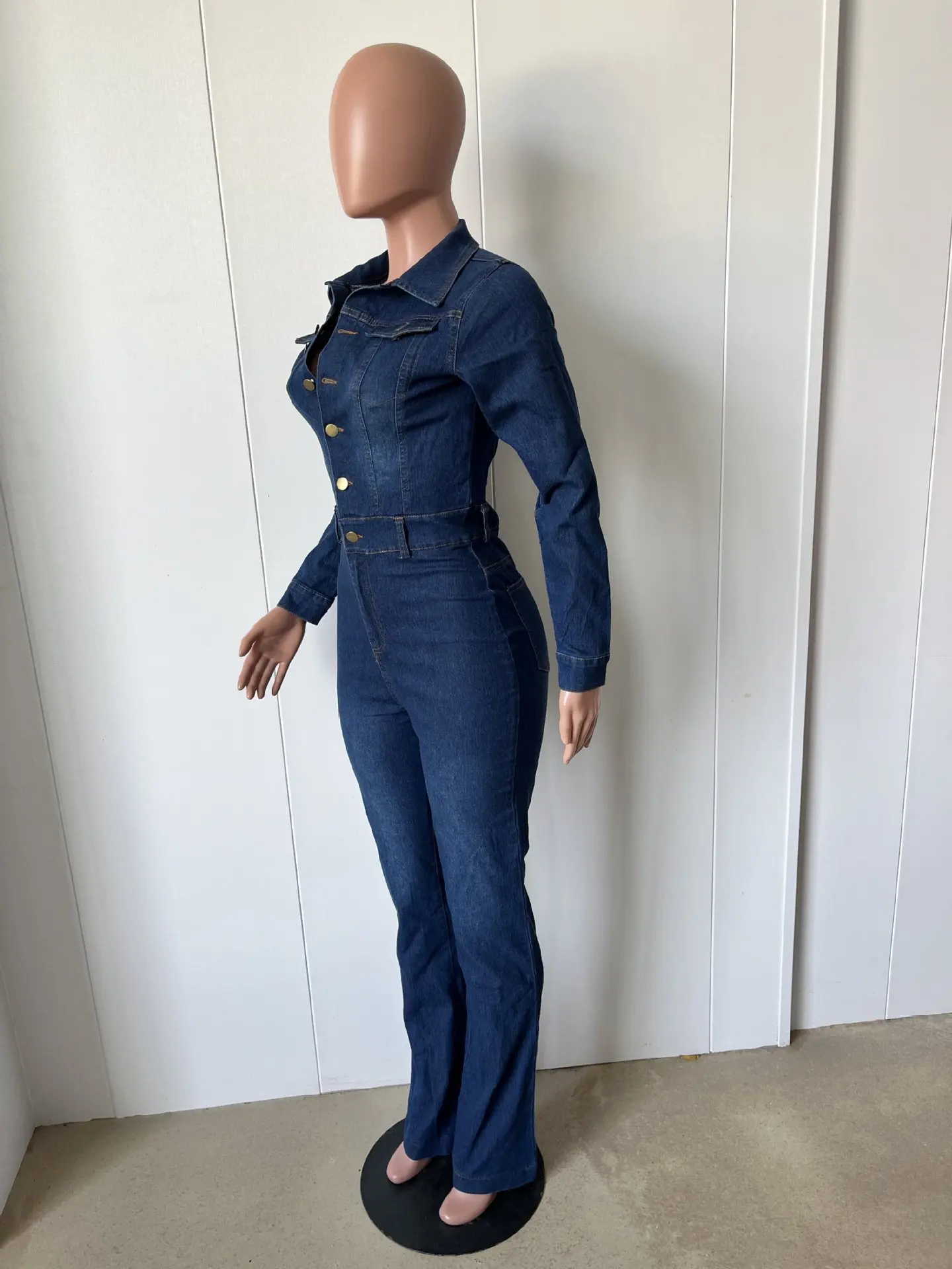 Macacão de manga longa feminino, justo, confortável, casual, cintura média, monocromático, calça feminina, moda, 2022