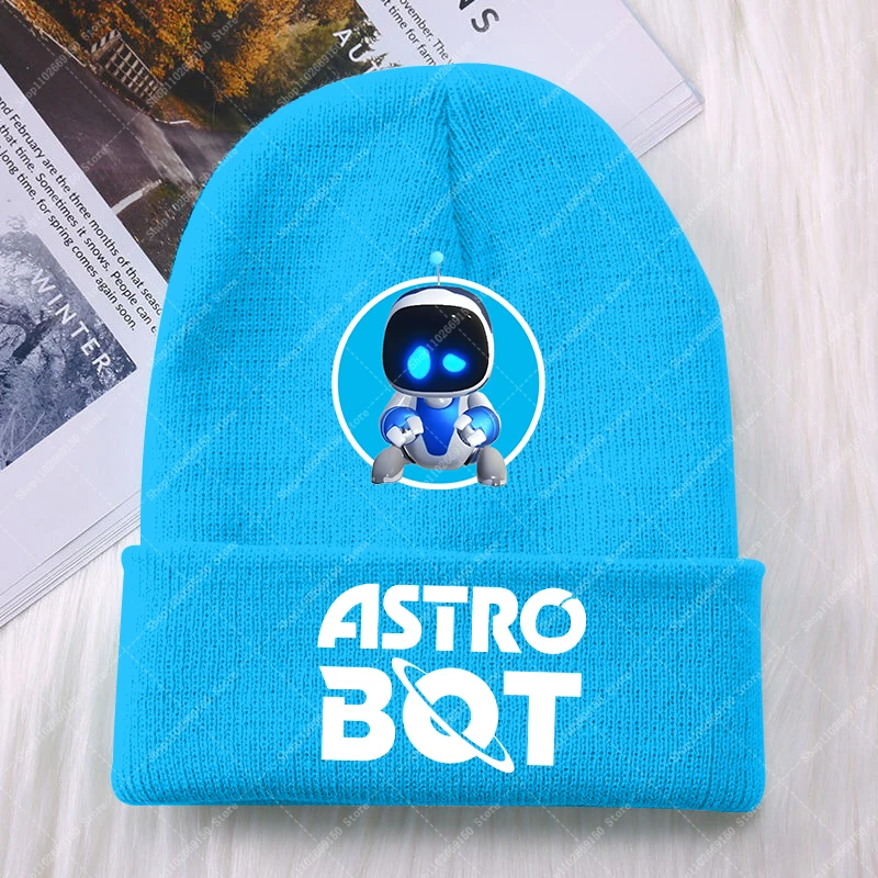 Astro Bot Boy Girl Cartoon Cute Knitted Hat Children Winter Warm Hats Casual Accessories Kids Anime Fashion Knit Cap Xmas Gifts