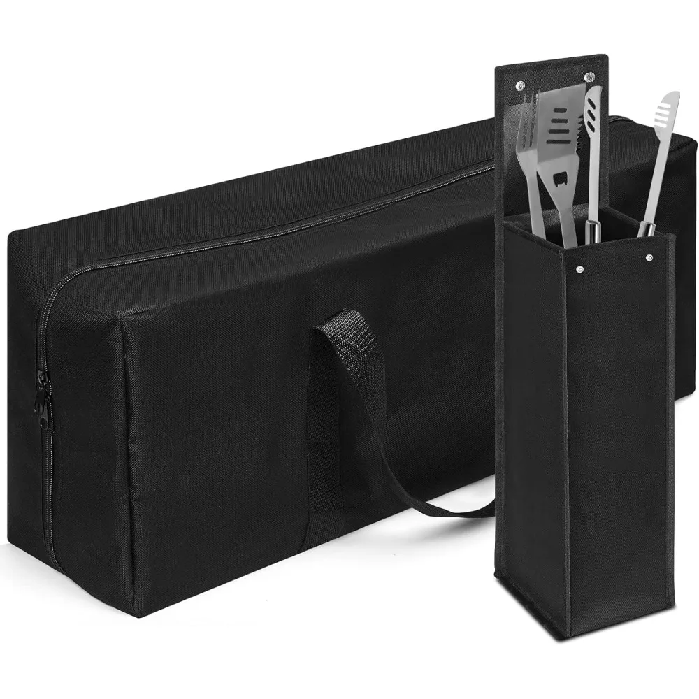 

Amylove 2-размерная сумка для хранения посуды для гриля, сумка для инструментов для барбекю, складная оксфордская сумка для переноски гриля, водонепроницаемый держатель для посуды для гриля, уличный BB