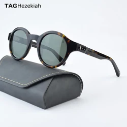 Vintage Fashion Trend Thick Solid Acetate Circular polarized Sun Glasses For Men Women Sunglasses 8766 AAA+Top High Quality