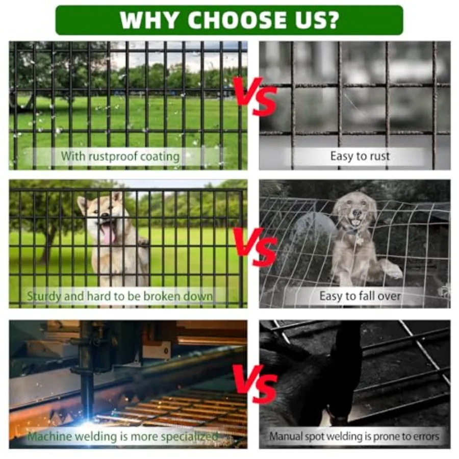 Outdoor Garden Fencing For Animal Barrier, Rustproof Metal Wire Panels In Black, 33 In Height X 24 Ft Length, No-Dig Decorative - view 5