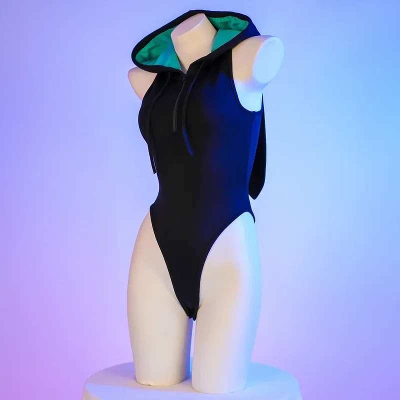 Cyberpunk Women Bunny Jumpsuit Outfits Rabbit Ears Anime Bunny Girl Cosplay Costume Hoodie Bodysuit Uniform Halloween Clothes