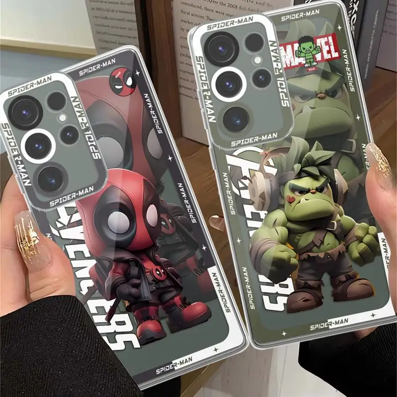 phone case for Samsung Galaxy S24 S23 Plus FE S22 S20 S21 Ultra X3 X8a X7b X8 5G Clear fundas cover Marvel Caroon Hero Spiderman