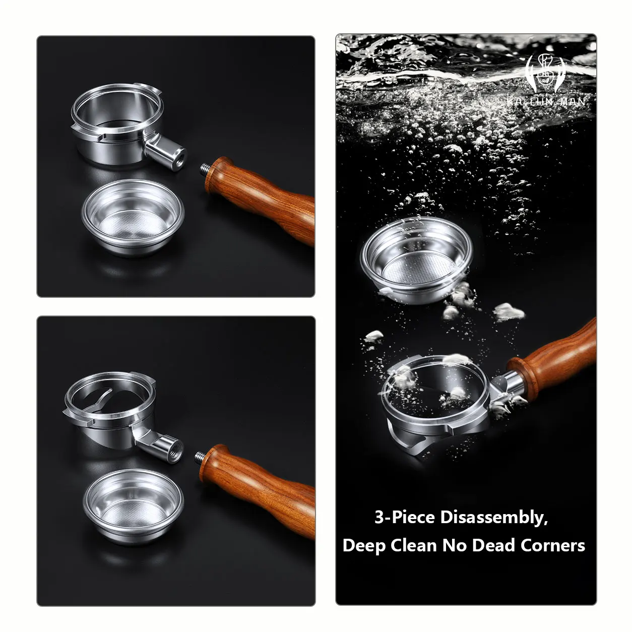 1Pc Espresso Bottomless Portafilter/304 Stainless Steel/2-Lug/58mm/Coffee Tool/Detachable/Compatible Models: La Marzocco
