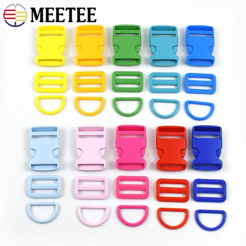 2-10Sets 32/38mm Bag Straps Plastic Buckle Luggage Webbing D Ring Hook Belt Sling Release Buckles Sewing Trimming Adjust Slider