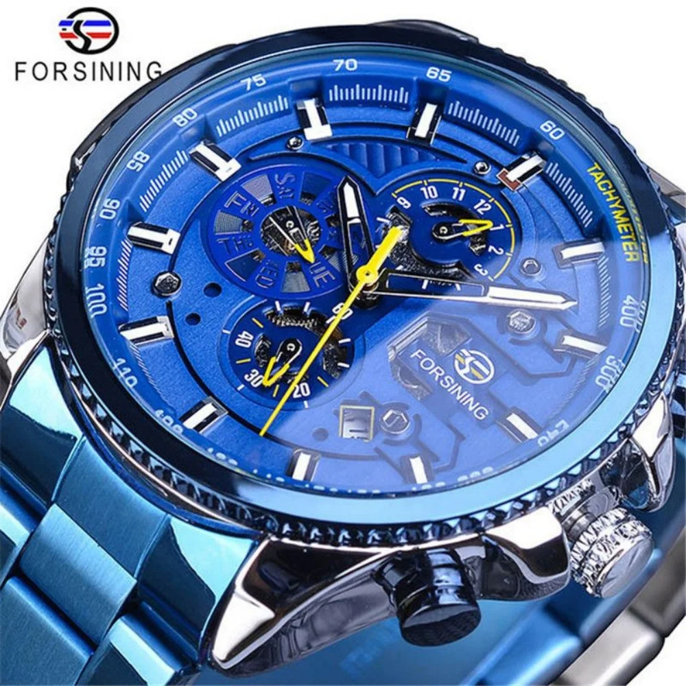 New Stylish High-End Men's Watch with a Skeleton Design, Fully Automatic Mechanical Watch, Waterproof Luminous Steel Band, Multi-Functional Display Wristwatch, Trendy High-End Men's Watch with an Automatic Movement for Precise Timekeeping, Simple and Versatile Workplace Watch, Popular Gift Item with a Great Value for Money for Men