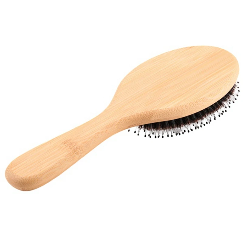 Hair Brush Boar Bristle Hair Brush With Nylon Pins Bamboo Paddle Daily Use For Conditioning Improve Hair Texture