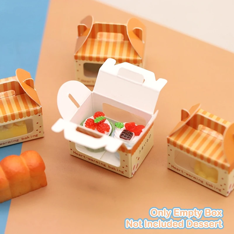 3Pcs 1:12 Dollhouse Miniature Dessert Box Cake Toast Packing Box Doll House Decor Toy(Only Box)