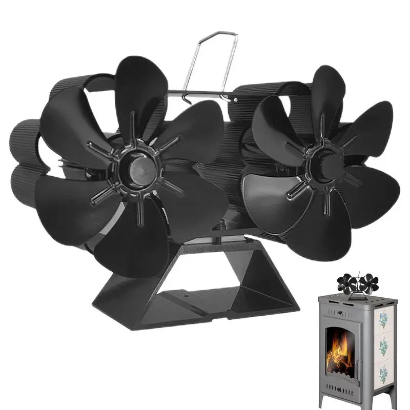 

Mini Stove Fan Heat Powered Fireplace Fan Log Wood Burner 12 Blades Dual Motors Fan Fireplace Fan Accessories for Burner Stove