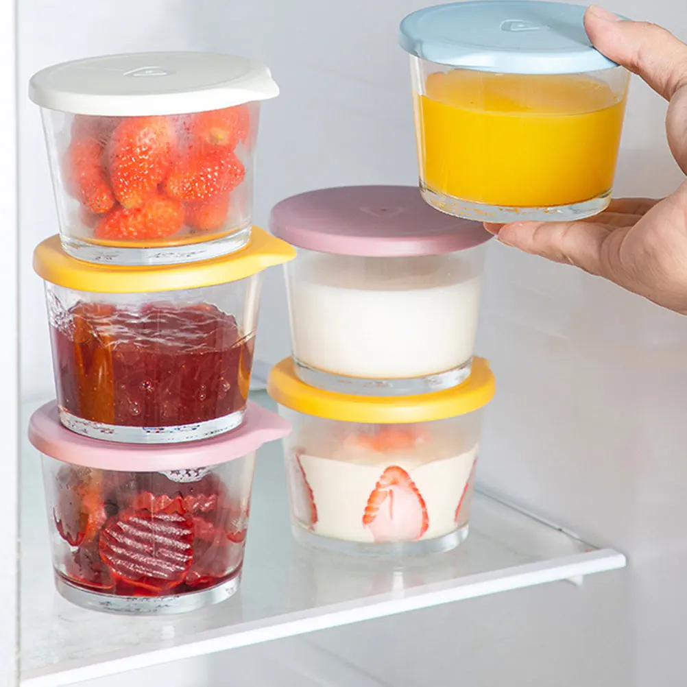 

4Pcs Seal Glass Storage Jar Food Container Fresh Keeping Box Fruit Yogurt Nuts Holder Home Kitchen Supplies Fruit Storage Box