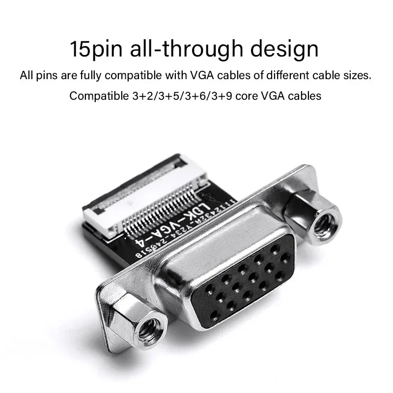 FFC VGA Male To VGA Female Plug 90 Degree Right Angle Up and Down Elbow Ultra-thin Flexible Cable DIY 15pin 3+6 /3+9 Lightweight