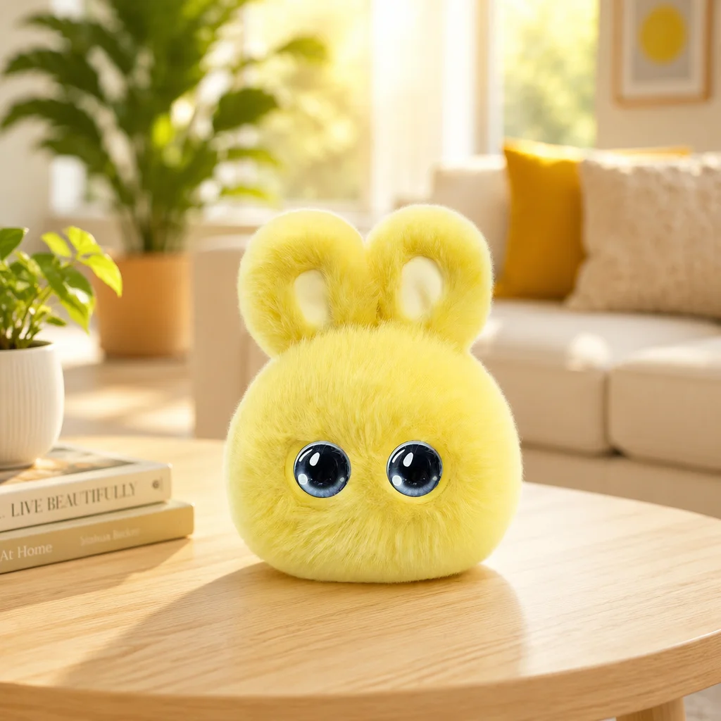 Fluffy AI Companion Robot Keychain Smart Interactive Plush Doll Dynamic Eyes Bag Pendant Emotional Chat Toy Gift