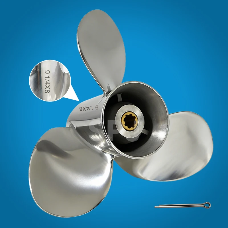 

High Thrust 63V-45947-00-EL Stainless Steel Marine Boat Propeller for Yamaha 9.9-20HP Outboard Engine 9 1/4"x8"